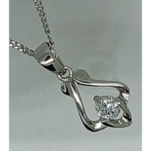 .925 Sterling Silver Simulated Diamond Pendant Necklace Minimalist Petite